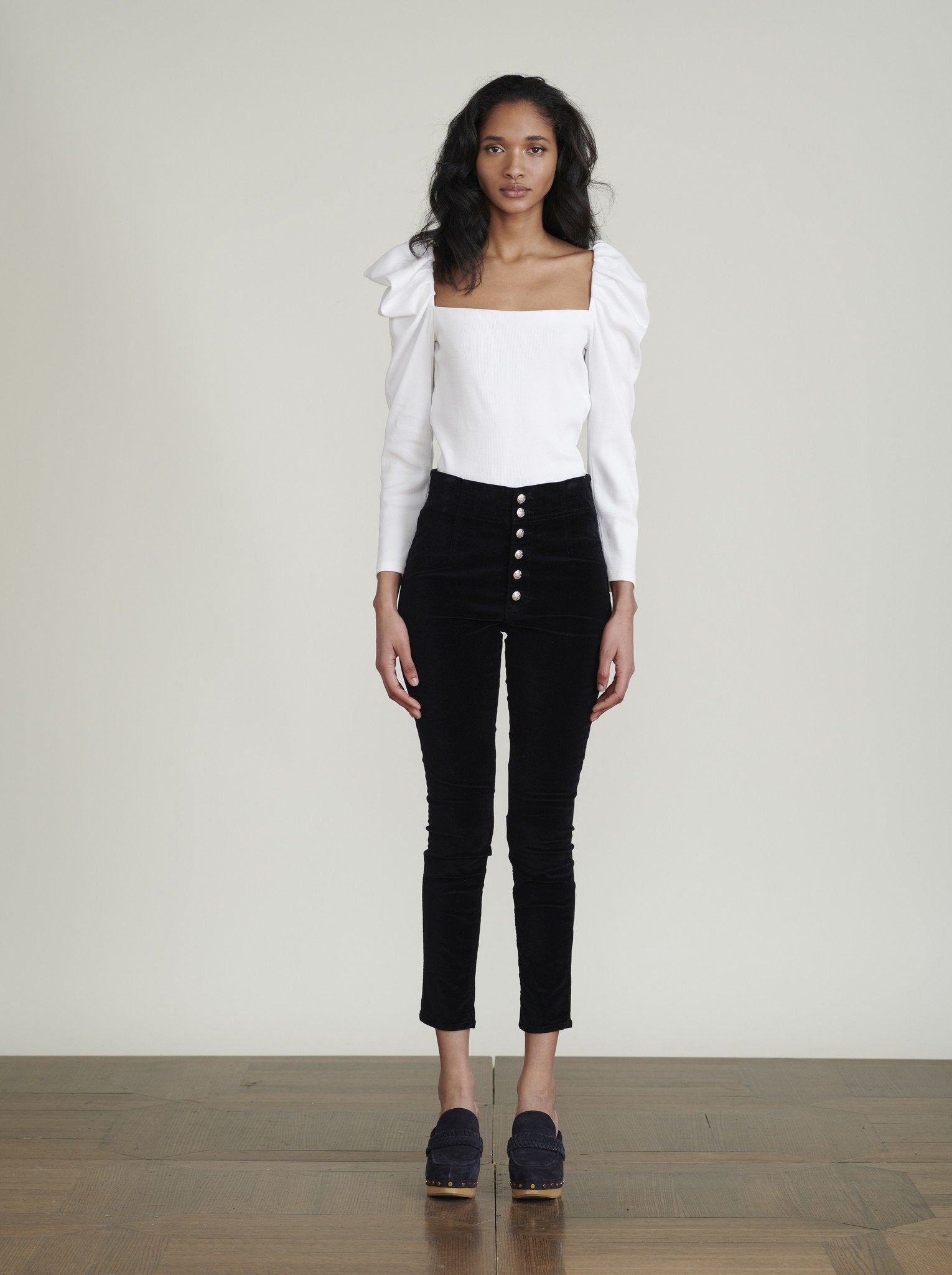 Debbie High-Rise Velvet Skinny Jeans