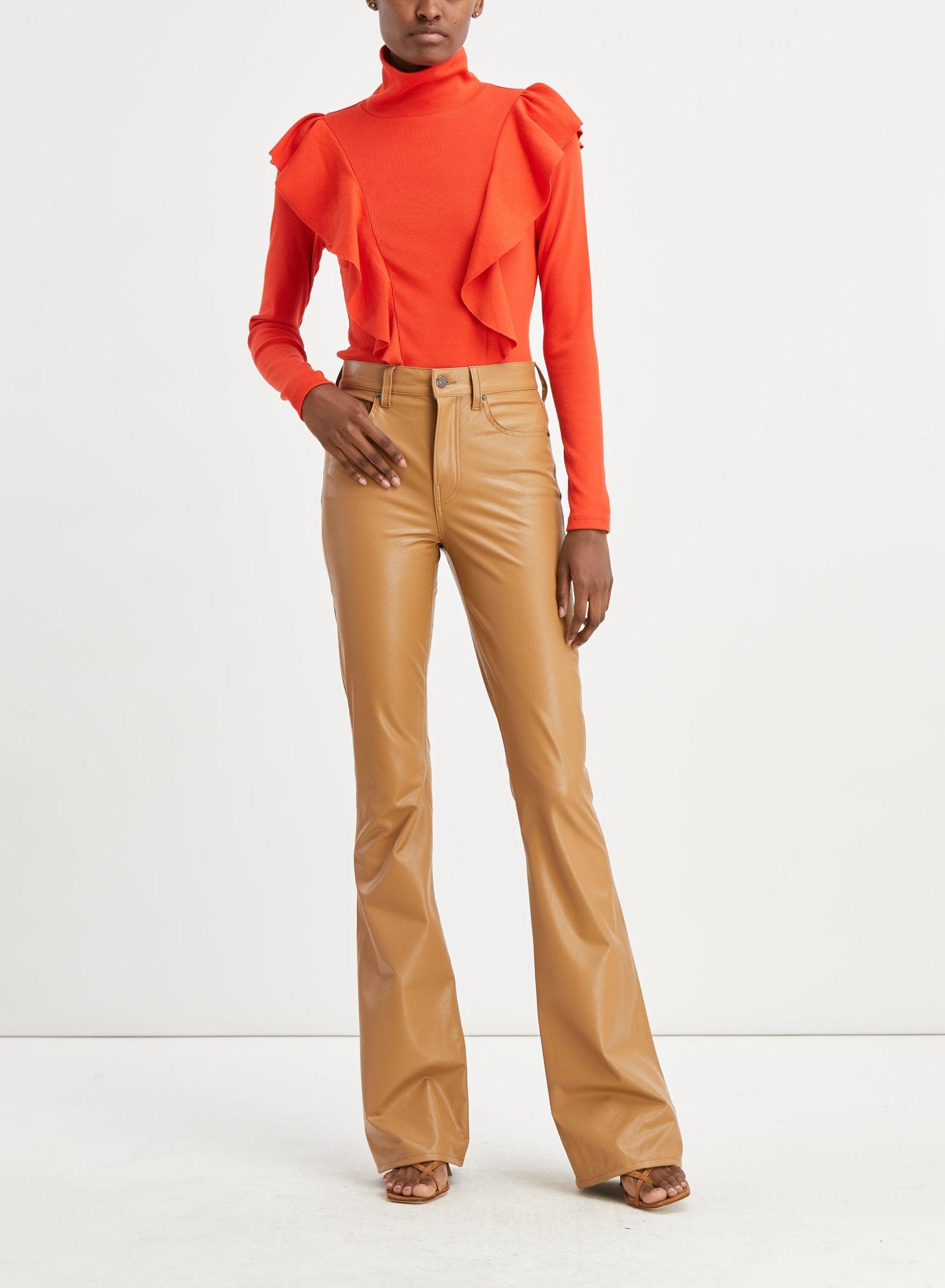 Beverly High Rise Skinny Flare Jeans - Cognac