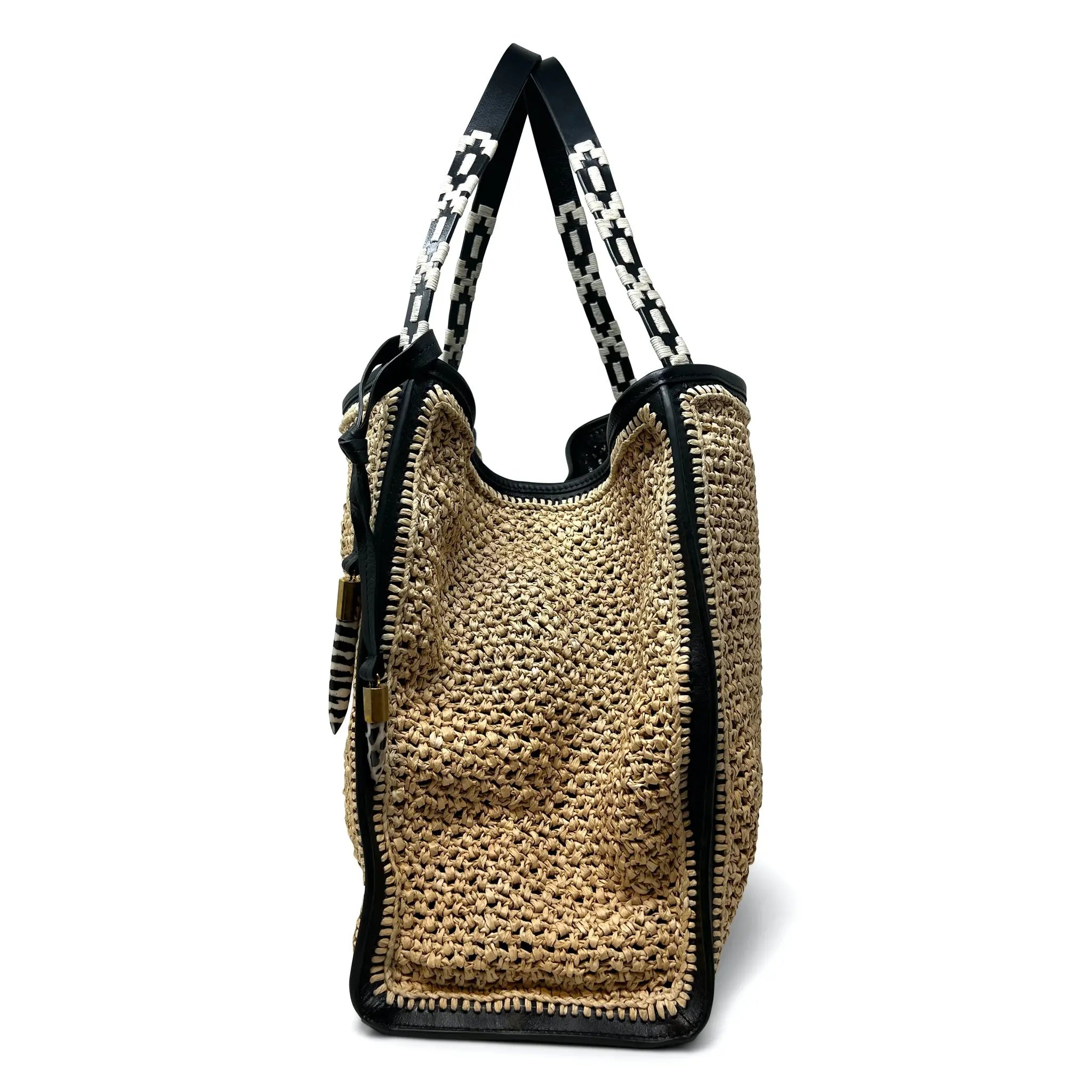 NATURAL RAFFIA MESH SLIM TAUNTON TOTE