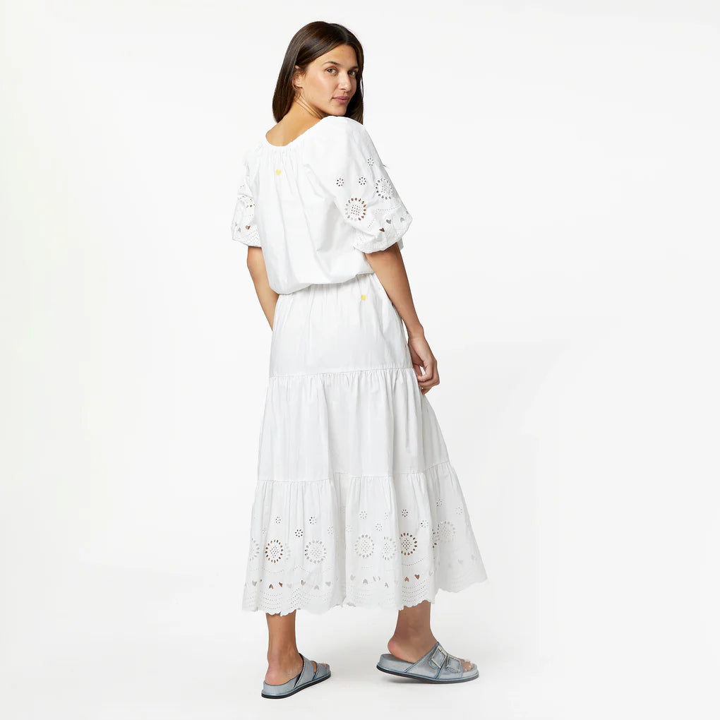 GABRIELLE EYELET MAXI SKIRT - WHITE