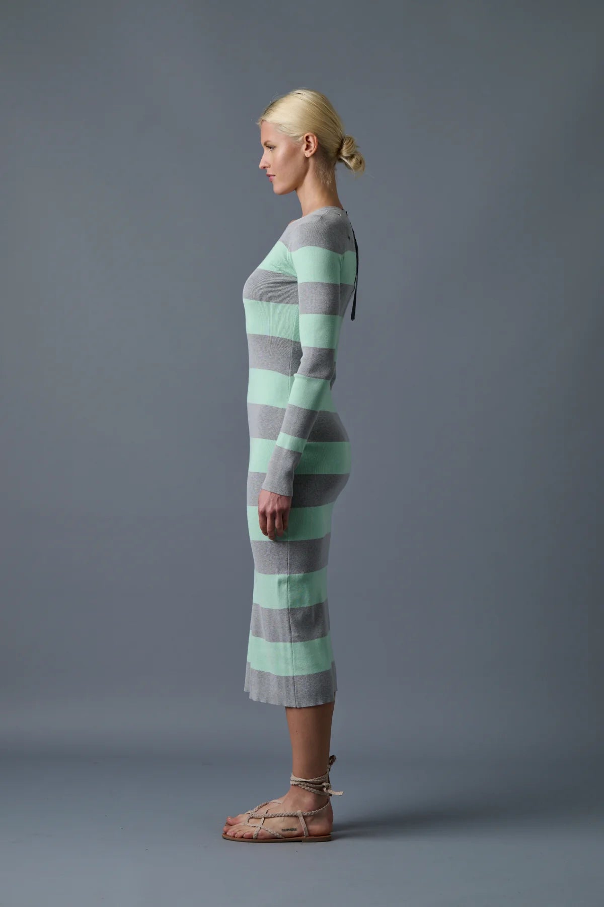 KATE KNIT DRESS - MINT/GREY