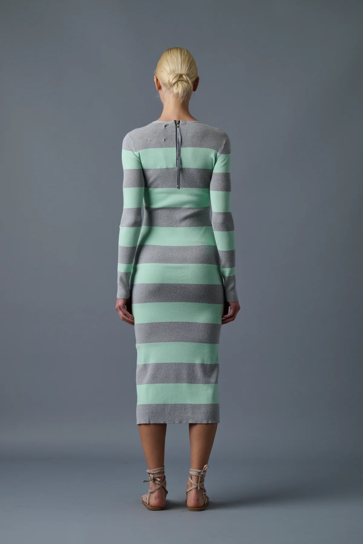 KATE KNIT DRESS - MINT/GREY