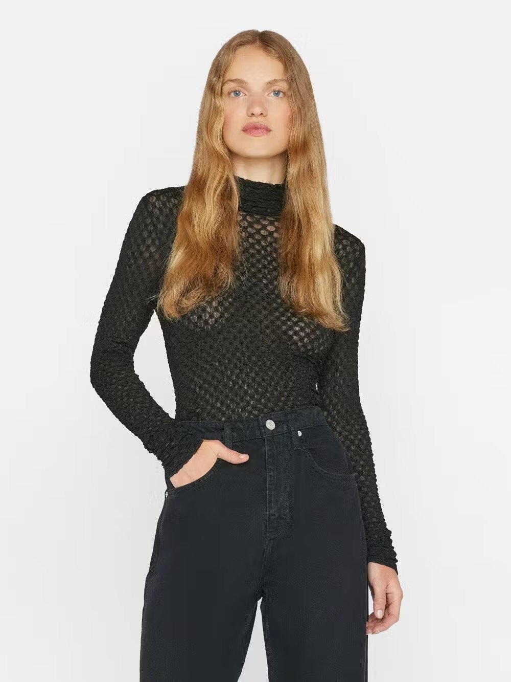 MESH LACE TURTLENECK