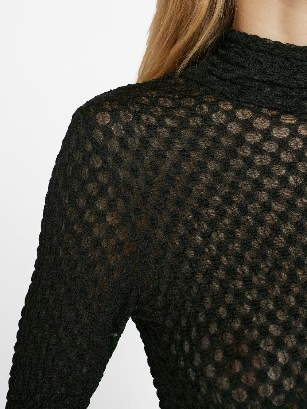 MESH LACE TURTLENECK