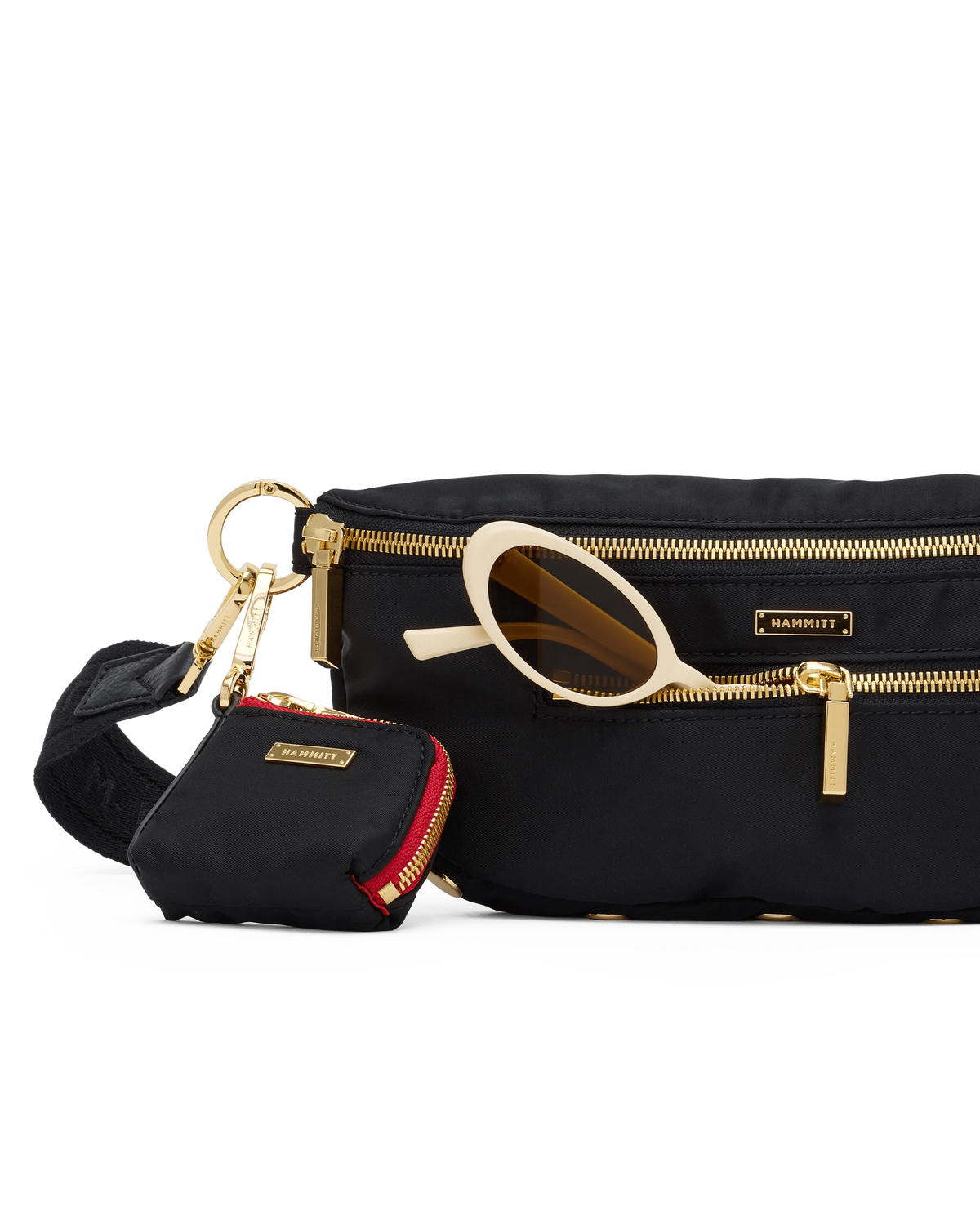 CHARLES CROSSBODY MED - BLACK NYLON CARGO/GOLD