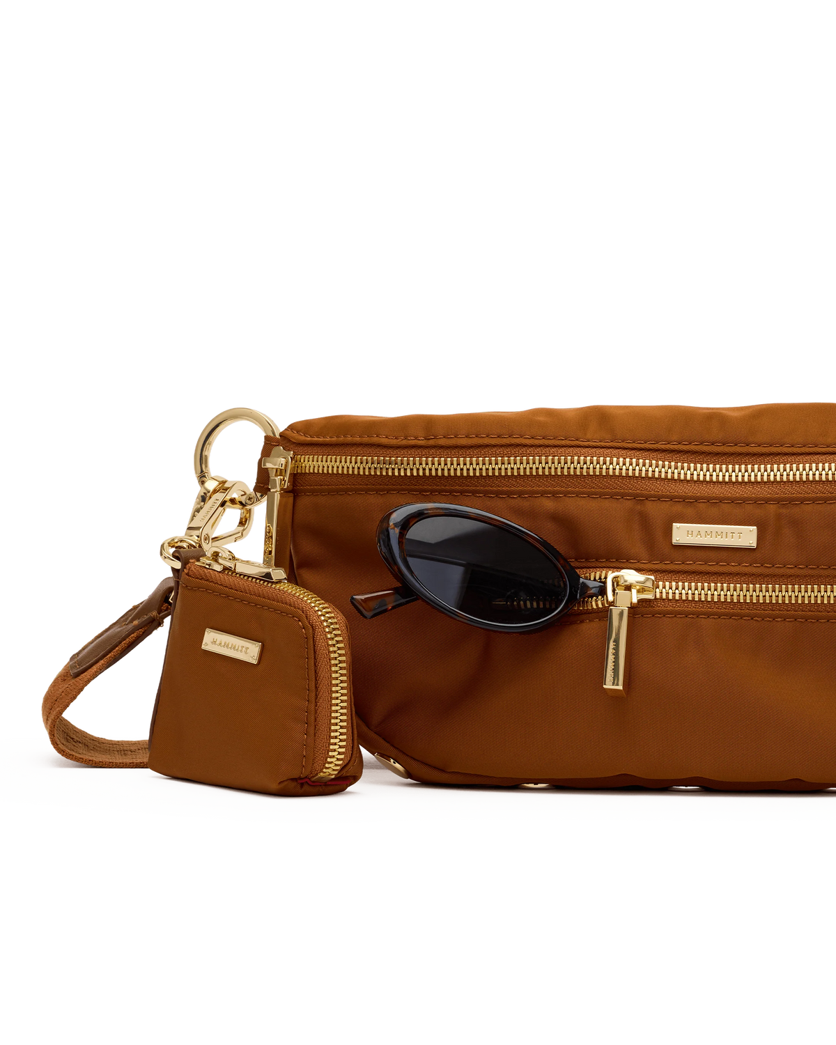 CHARLES CROSSBODY MED - AMBER NYLON/GOLD