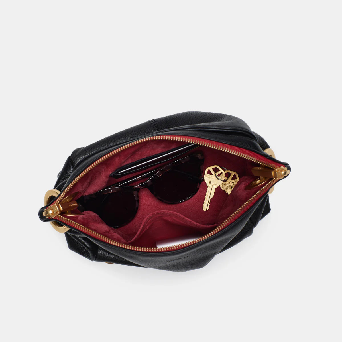 HAMMITT DANIEL CROSS SMALL - BLACK BRUSHED GOLD RED ZIP