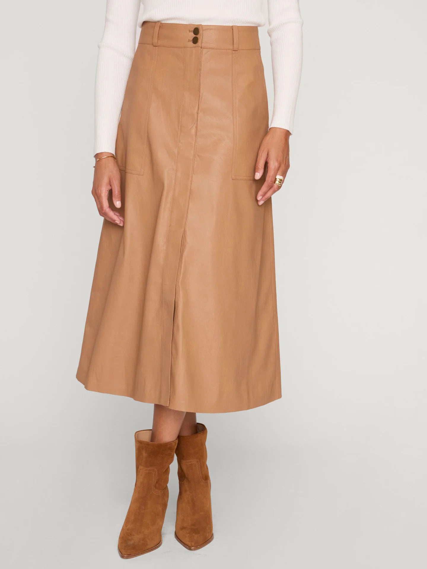 MICA VEGAN LEATHER SKIRT - DUNES