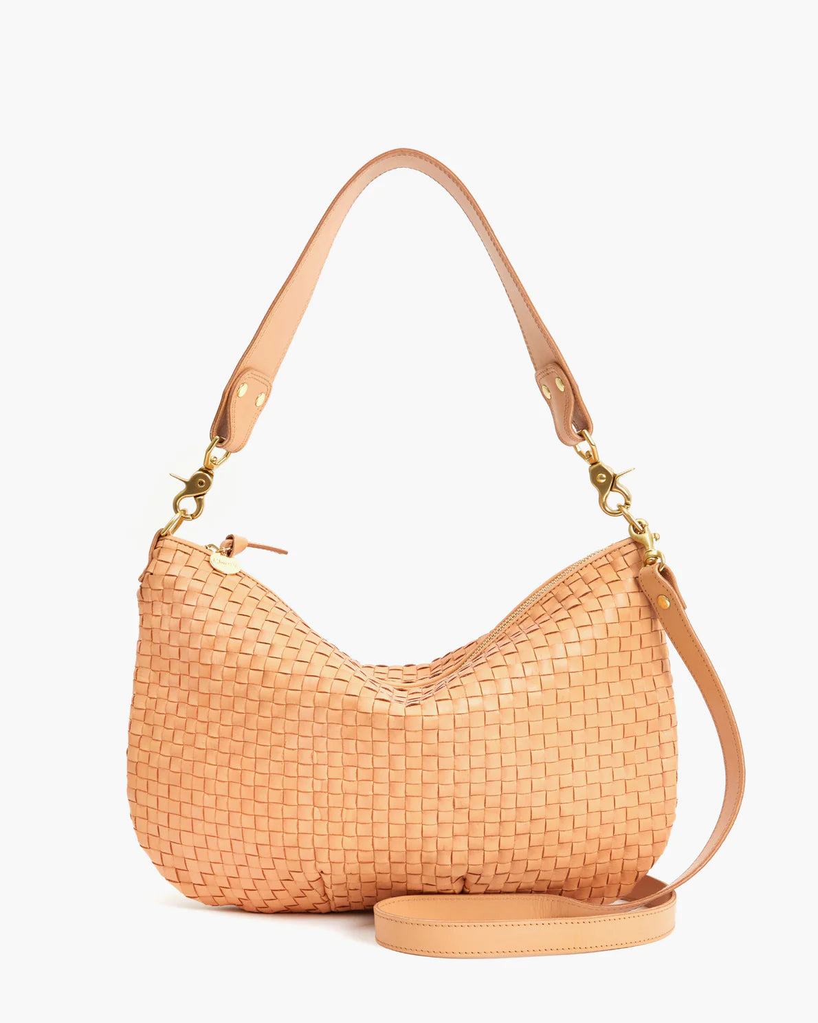 CLARE V MOYEN MESSENGER BISQUE WOVEN CHECKER