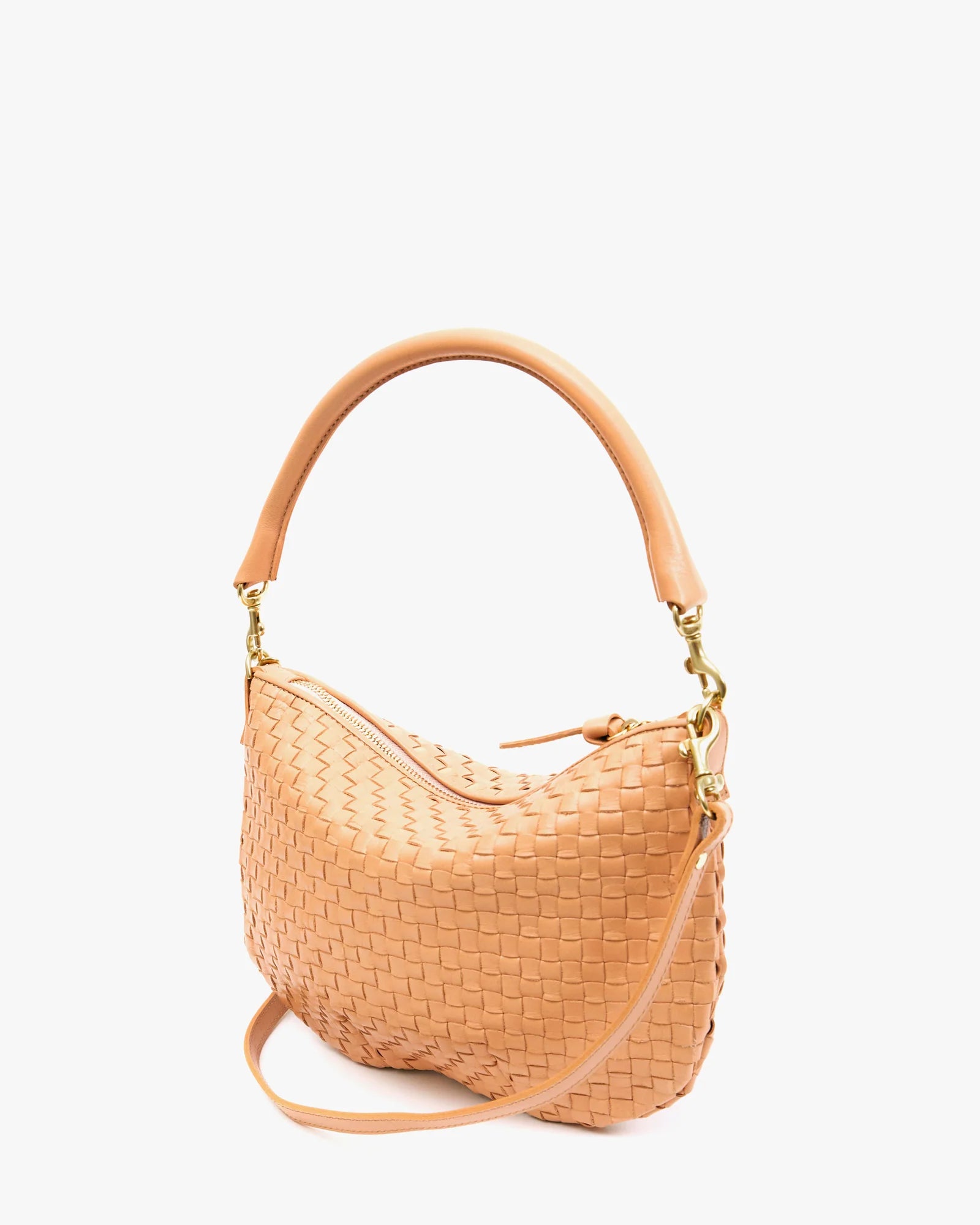 CLARE V PETIT MOYEN MESSENGER  BISQUE WOVEN CHECKER