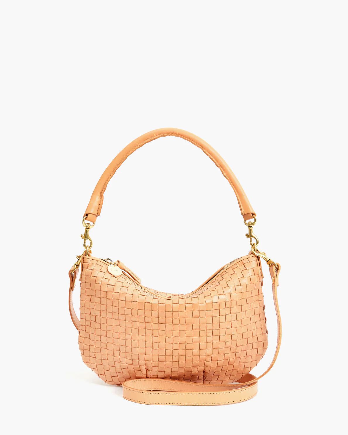 CLARE V PETIT MOYEN MESSENGER  BISQUE WOVEN CHECKER