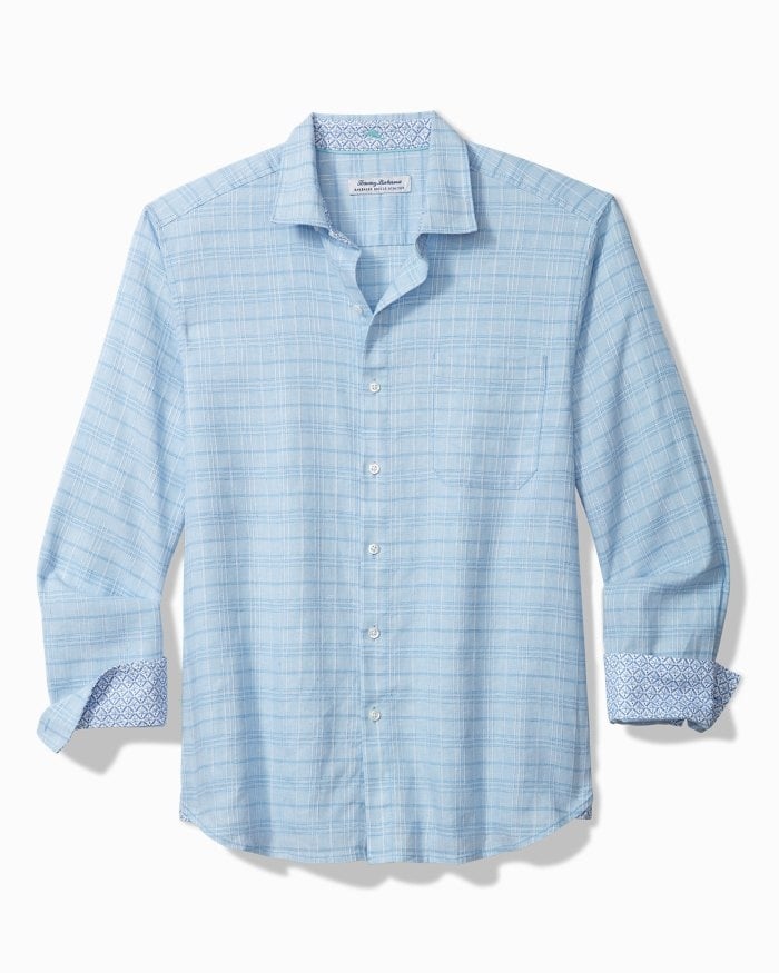 BARBADOS BREEZE PLAYA PLAID STRETCH LINEN SHIRT