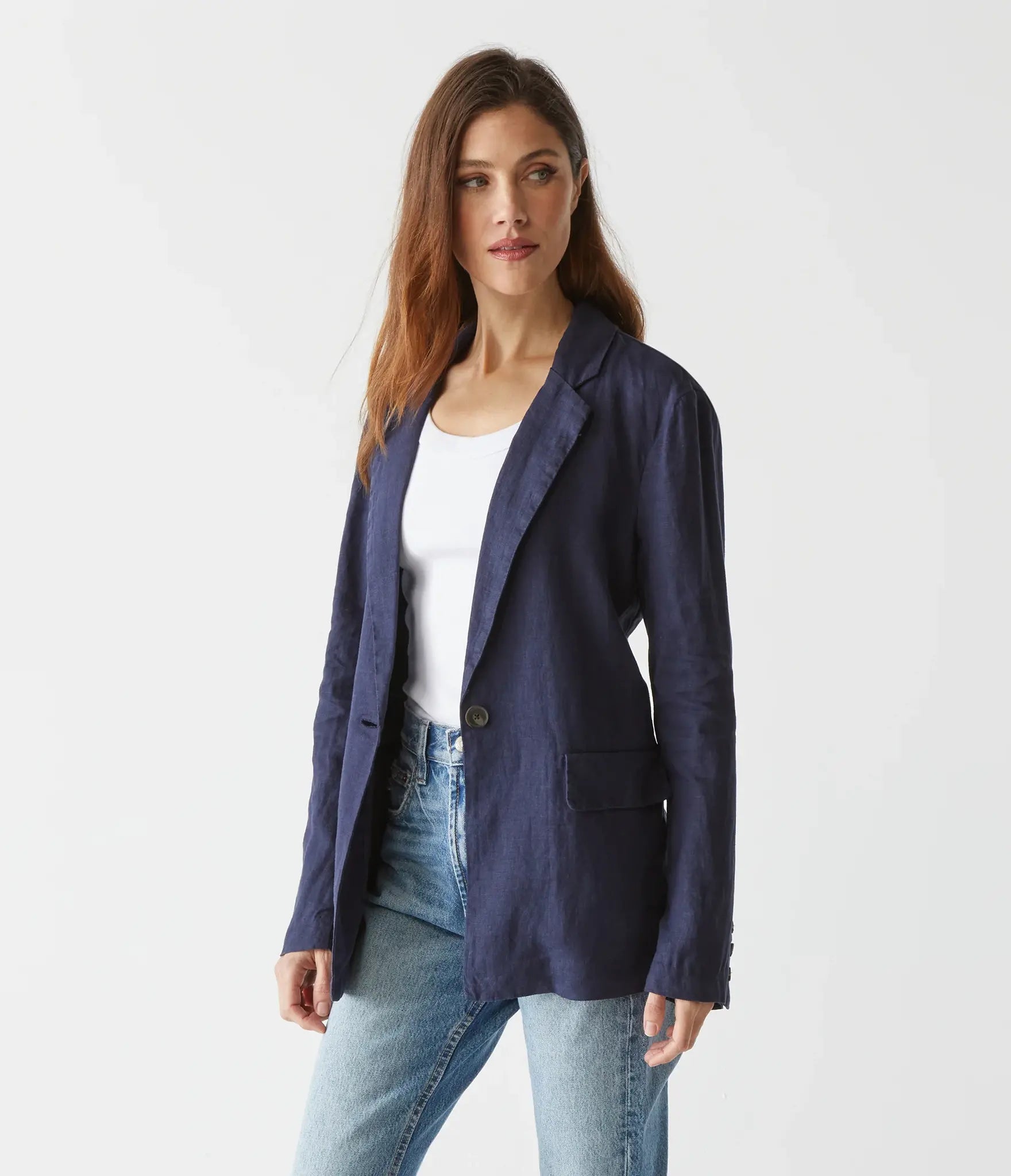 LOTTIE LINEN BLAZER - NOCTURNAL