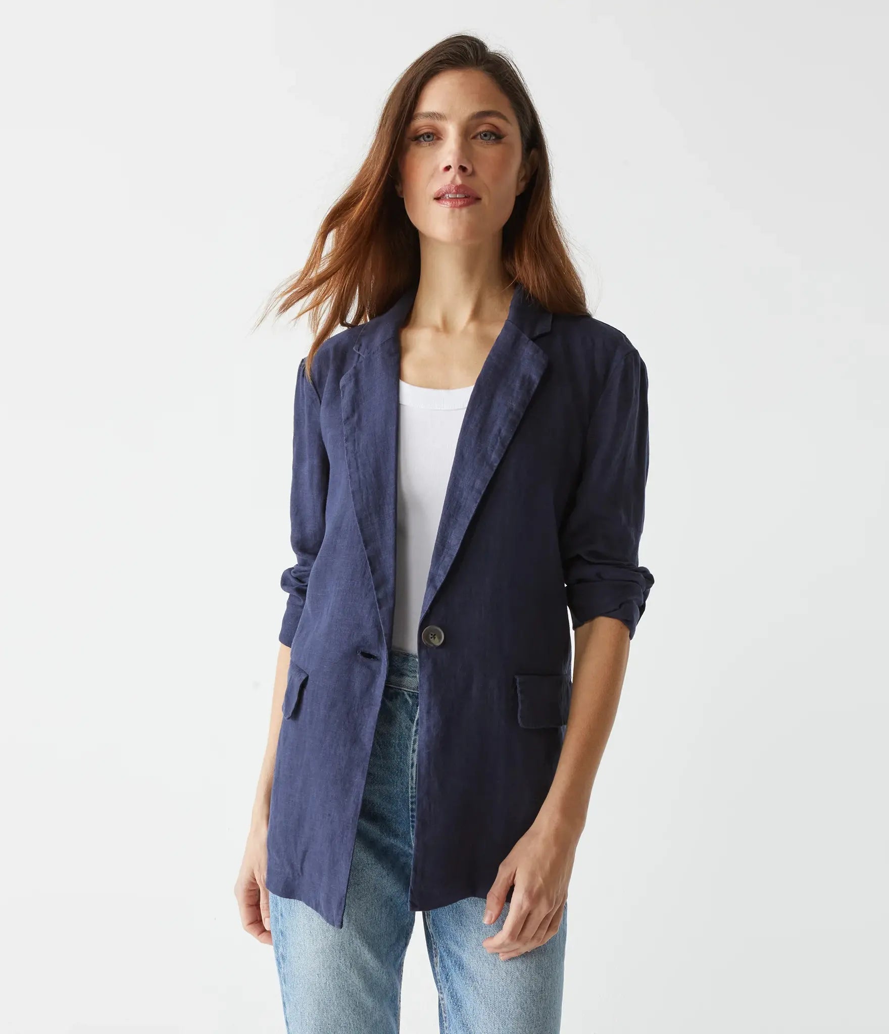 LOTTIE LINEN BLAZER - NOCTURNAL